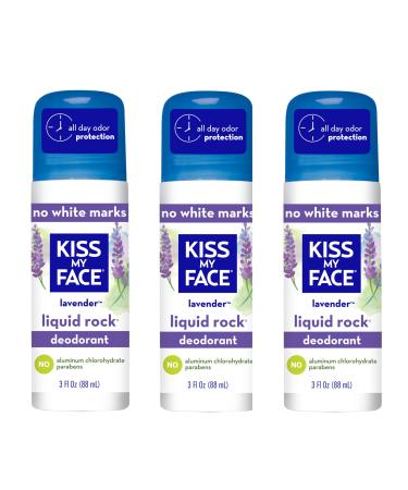 Kiss My Face 3 Piece Liquid Rock Aluminum Free Roll-On Deodorant  Lavender  3 Ounce
