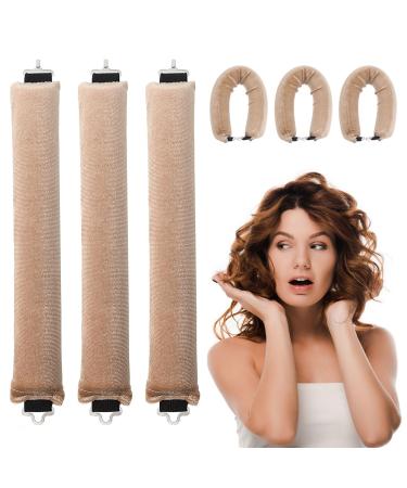 3Pcs Heatless Curlers Hair Rollers for Long Hair Hair tools for wavy hair curler styling Overnight Heatless Hair Curlers DIY Hair Styling Appliances (Champagne)