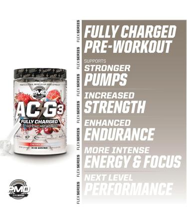PMD Sports ACG3 Fully Charged - Electrifying Pre Workout Powder - High Energy & Pump Pre Workout for Men and Women to Maximize Focus Endurance & Performance - Cherry Slush (30-60 Servings) - Buy Online on GoSupps.com