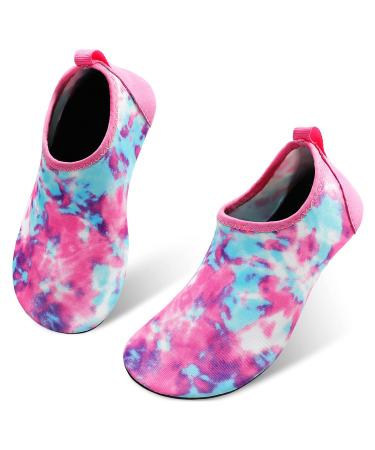 JIASUQI Kids Boys and Girls Summer Athletic Water Shoes Aqua Socks for Beach Swimming Pool 12.5-13 Little Kid Pink Tiedye