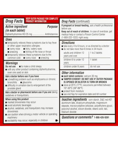 Leader Antihistamine Allergy Relief Diphenhydramine HCl 25mg Mini Tablets 24 Count Pack of 3 - Buy Online on GoSupps.com