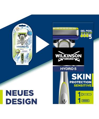 Buy Wilkinson Sword Hydro 5 Sensitive Razor for Men | Moisturizing Gel & Foldable Trimmer | Includes 1 Blade - International Shipping - Buy Online on GoSupps.com