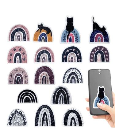 Desktop sensor strip |16 pieces fidget textured strips toys with crushed stone texture |Reusable stickers with a gravel structure and rainbow cat pattern for adults Aizuoni