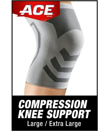 ACE Compression Knee Support - Large/X-Large White/Gray - 1 Pack | Joint Protection for ACL, Support for Weak Sore Muscles | Flexible & Comfortable - Buy Online on GoSupps.com