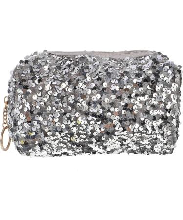 Lurrose Portable Cosmetic Bag | Silver 19x10CM Square Travel Toiletry Bag for Women - International Shipping Available - Buy Online on GoSupps.com