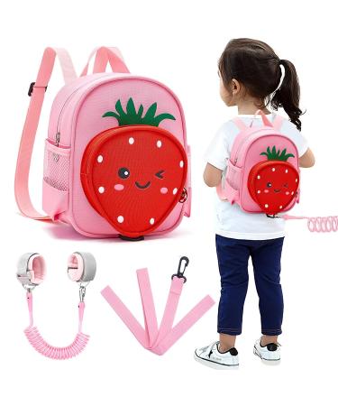 Toddler Backpack with Leash Accmor 4 in 1 Kids Mini Backpacks with Anti Lost Wrist Link Cute Child Harness Bag Rein for Outdoor Strawberry Back Pack Rope Tether for Baby Girls Aged 1-3 Years (Pink) Pink Strawberry - Buy Online on GoSupps.com
