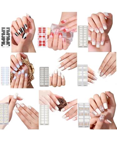 Semi Cured Gel Nail Strips Patches Sliders UV/LED Lamp Cured Adhesive Long Lasting Full Cover Gel Nail Stcikers Manicure Self Adhesive Nail Wraps Wedding Nail Stickers Party Nail Art Bsg0345 - Buy Online on GoSupps.com