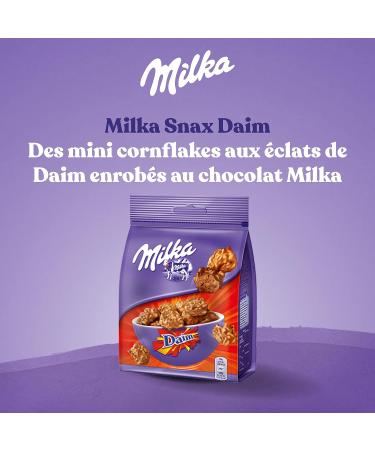 Milka Snax - Cornflakes Daim Flakes & Milk Chocolate Confectionery - Ideal for Gourmet Breaks - 145g Bag - Buy Online on GoSupps.com