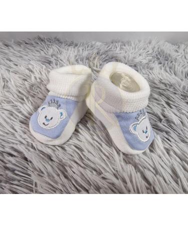 Royal Icon 2 Pairs Baby Booties 0-3 Months | Adorable & Safe Slippers for Newborn Boys & Girls | Soft & Stylish Baby Boots for Indoor & Outdoor Use | White Blue Teddy Design - Buy Online on GoSupps.com