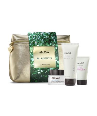 AHAVA Mud about You Gift Set Includes Essential Day Moisturizer 50ml Purifying Mud Mask 100ml and Mineral Hand Cream 40ml