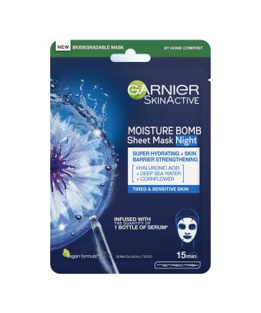 Garnier Moisture Bomb Night Time Deep Sea Water And Hyaluronic Acid Sheet Mask Hydrating And Replenishing Biodegradable And Vegan Tissue Rose 28 G Pack Of 1 28 g (Pack of 1) - Buy Online on GoSupps.com