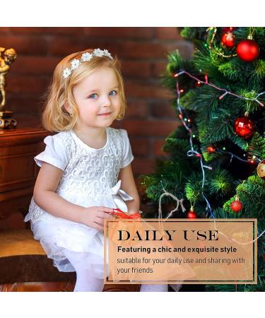Syhood 2-Piece Elegant White Flower Headband with Ribbon and Rhinestones for Girls - Perfect for Weddings, Parties, and Special Occasions - Buy Online on GoSupps.com