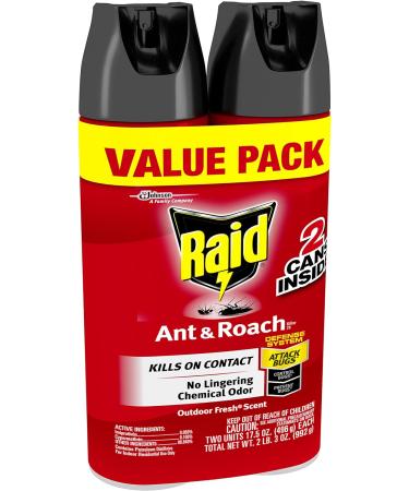 Raid Ant and Roach Outdoor Fresh Twin Pack 17.5 OZ - Pack of 2 | Effective Pest Control - Buy Online on GoSupps.com
