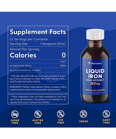 Hematex Liquid Iron Supplement 100mg - Polysaccharide Iron Complex for Anemia - Chocolate Caramel Flavor | Llorens Pharmaceutical - Buy Online on GoSupps.com