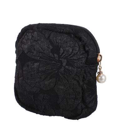 DOITOOL Sanitary Pad Pouch Portable Feminine Menstruation Bag with Zipper Menstrual Carrying Bag Nursing Pad Holder Tampons Pouch Makeup Bag Black