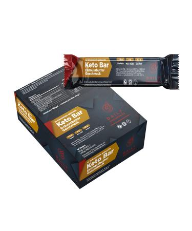 Daily Endurance |Keto Bar |Best keto snack on-the-go |Low Carb Paleo & Keto Riegel |Vegan Healthy Snacks Keto Chocolate |12 bars peanut butter taste with Sckoko coating |480 g - Buy Online on GoSupps.com