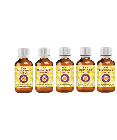 Deve Herbes Pure Brahmi Amla Hair Oil For Naturally Healthy Hair Therapeutic Grade (Pack of five) 100ml X 5 (16.9 oz) Fragrance Free 3.38 Fl Oz (Pack of 5)