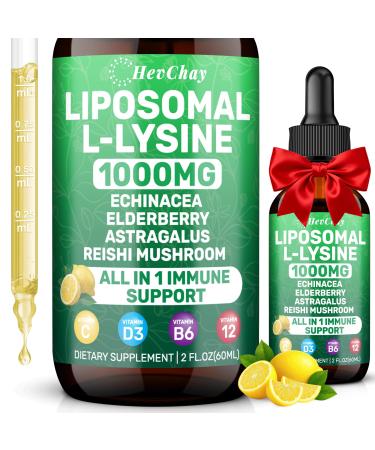 Liposomal L-lysine 1000MG Liquid Drops L-Lysine Supplements for Kids and Adults All-in-1 Essential Amino Acid with Vitamin C B6 D3 B12 & Zinc for Collagen Lip skin & Immune Support 1 Pack 2 Fl Oz (Pack of 1)