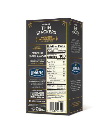 Lundberg Organic Thin Stackers Cracked Black Pepper Rice Cakes 6 oz (Pack of 6) - Gluten-Free, Vegan & Healthy Snacks - Buy Online on GoSupps.com