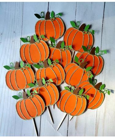 Confetti! Pumpkin Cupcake Toppers Fall Party Theme Pumpkin Birthday Thanksgiving Halloween Decorations Party Cake Decorations Supplies - Buy Online on GoSupps.com
