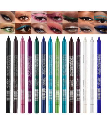 WJnflQN Eyeliner Pencils - 14 Waterproof Makeup Pencils - Long-Lasting Pencils - For Women Wives Girlfriends Makeup Enthusiasts Beginners Parties Cosplay Everyday Life Christmas