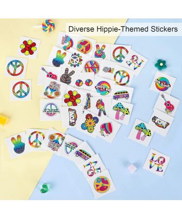 ADXCO 144-Piece Groovy Hippie Temporary Tattoos - Waterproof Love and Peace Sign Design for Theme Parties and Favors - Buy Online on GoSupps.com