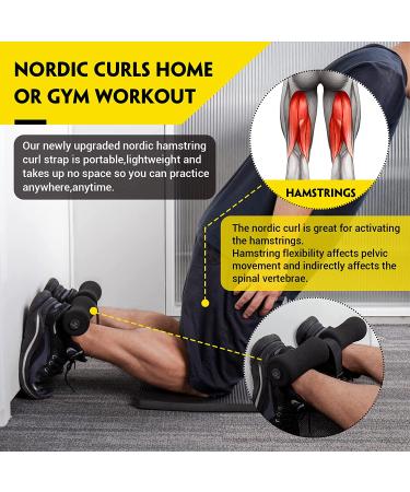 Nordic Hamstring Curl Strap - 420 lb Capacity for Hamstring Curls, Sit-ups, Spanish Squats, Ab Workouts - Easy 5 Second Setup - Home Fitness Equipment in Yellow - Buy Online on GoSupps.com