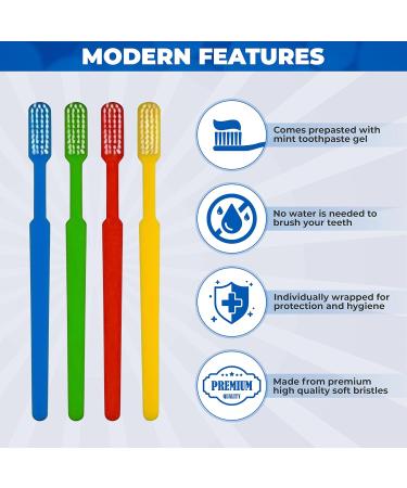 Pruvade 144 Pack Disposable Toothbrushes with Built-In Toothpaste - Individually Wrapped Single-Use Waterless Toothbrushes for Airbnb, Hotel, Camping, Travel - Mint - Soft Bristles - Buy Online on GoSupps.com