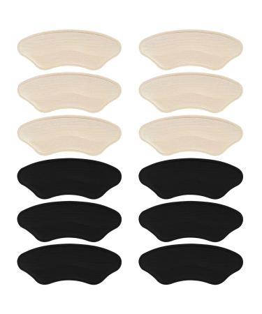 6 Pair Heel Pads for Shoes That are Too Big  Self-Adhesive Heel Grips to Improve Shoe Fit and Comfort  Heel Inserts for Loose Shoes  Shoe Inserts for Women & Men (Black&Beige)