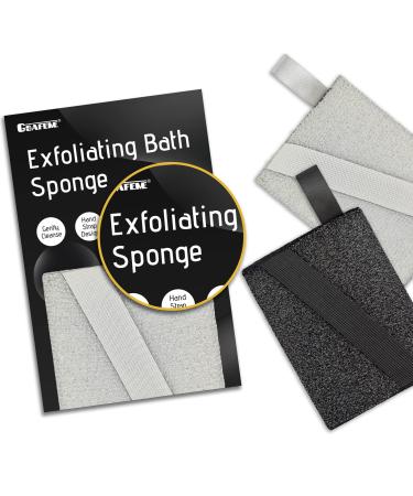GSAFEME Exfoliating Bath Sponge  Daily Skincare Body Scrubbers Loofah Shower Pads with Strap for Body Cleansing  Dead Skin Cell Remover Bamboo Charcoal Black&Gray
