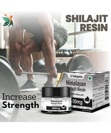 Vedapulse Himalayan Shilajit/Shilajeet Resin - 500mg | 80% Fulvic Acid | Pure & Natural | Potent Ayurvedic Supplement for Energy Stamina & Vitality - Buy Online on GoSupps.com