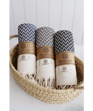 Madamelique Exclusive Hand Towels Set of 2 - 18 x 40 Inches - 100% Pure Cotton - Versatile Peshtemal Towel for Bathroom, Kitchen, and Yoga - Black - Buy Online on GoSupps.com
