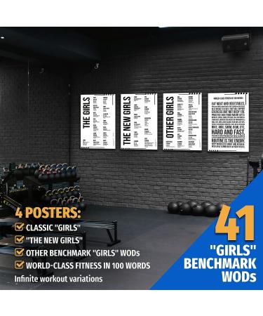 Girls Sport Poster Set: 4 Exercise Workout Posters with 41 Original Named WODs - Cross Training Benchmarks - (4 Laminated Posters A3) - Buy Online on GoSupps.com