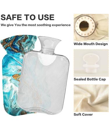 NAANLE Blue Ocean Marble Hot Water Bottle with Cover | 2L Heat Bottle for Pain Relief & Warmth - Perfect for Back Hand Foot & Neck Therapy - Buy Online on GoSupps.com