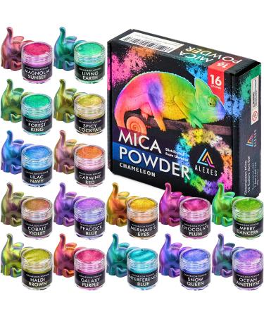 Chameleon Mica Powder  Epoxy Resin Color Pigment Powder - Color Shift Mica Powder - Epoxy Resin Pigment Powder 16 Colors Jars Set  Chameleon Powder - Holographic Mica Powder 16 Jars Set Multicolor - Buy Online on GoSupps.com