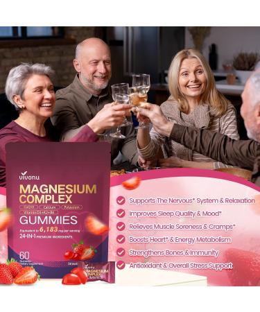 24-in-1 Magnesium Complex Gummies 6183mg High Potency Formula with CoQ10 Vitamin B6 K2 & D3 Promotes Relaxation Energy & Bone Support Delicious Strawberry Flavor 60 Gummies - Buy Online on GoSupps.com
