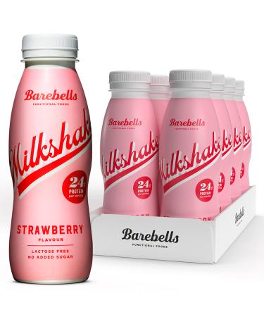 Barebells Creamy Protein Shake low in sugar 24 grams of protein per bottle lactose free Strawberry Milkshake 8 x 330ml