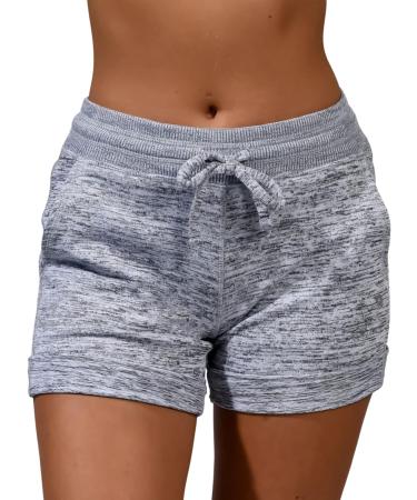 90 Degree By Reflex Women's Soft Comfy Lounge Shorts 2 Pack - Heather Grey, Large - With Pockets and Drawstring - Buy Online on GoSupps.com