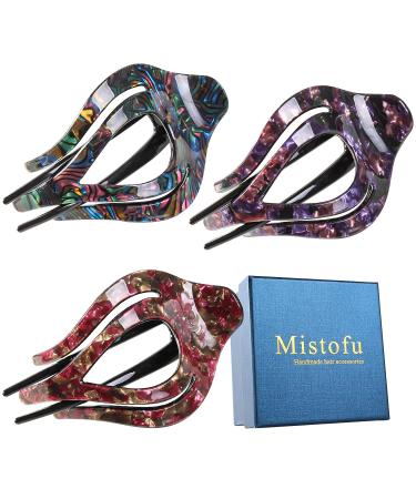 Mistofu 3-Piece French Curved Hair Clips Set | No Slip Strong Grip | Extra Large Clips for Thick Hair | Multicolor A - Buy Online on GoSupps.com