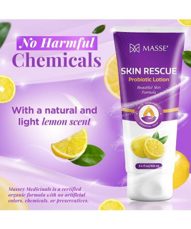 Massey s Skin Rescue Probiotics Lotion - Daily Non-Greasy Hydrating Lotion for Men & Women - Refreshing Lemon Scent - Smooth Sensitive Skin - 3.4 oz - International Shipping Available - Buy Online on GoSupps.com