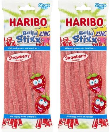 Balla Stixx Zing Strawberry Sugar Coated Gummy Sweets Big Fizzy Laces 140g - 3x Share Bags - Buy Online on GoSupps.com
