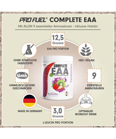 Buy EAA Powder 2x500g Strawberry Kiwi | Essential Amino Acids - Vegan Workout Drink | 12 500mg Complete EAA with All 9 EAAs - Buy Online on GoSupps.com