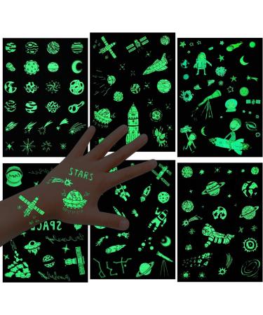 150PCS Glow in The Dark Space Tattoos for Kids - Konsait Luminous Solar System Universe Temporary Tattoos for Boys Girls - Birthday Party Favor - Buy Online on GoSupps.com