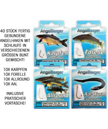 Angel-Berger Leader Hook Assortment | Premium Fishing Hooks for Eel Trout Carp & Zander | All-Round Feeder Bag - Buy Online on GoSupps.com