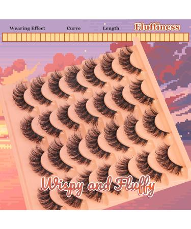 Goddvenus Lashes Natural False Eyelashes Fluffy 5D Russian Strip Lashes16mm Cat Eye Lashes Fake Lashes Fluffy 14 Pairs CC Curl Wispy Eyelash Pack Natural strip lash - Buy Online on GoSupps.com