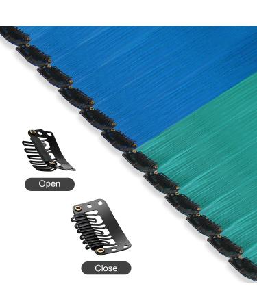 Buy 12 PCs Blue-Green Synthetic Hair Extensions - Colorful Clip-In Party Highlights for Women | 55cm Smooth & Easy to Use - Buy Online on GoSupps.com