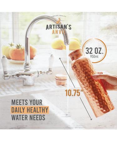 Artisan's Anvil Copper Water Bottle 32oz (Pure Copper) - Buy Online on GoSupps.com