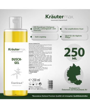 Herbal Max Krautermax Verbena shower gel also as shampoo soap liquid and liquid soap 250 ml - Buy Online on GoSupps.com