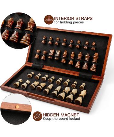 Wooden Chess Set 15 Board Game with 2 Storage Bags, Extra Queens - Ideal Gift for Men and Dad - Buy Online on GoSupps.com