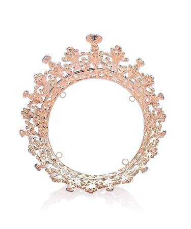 SWEETV Crystal Queen Crown for Women - Full Round Birthday Tiara Cake Topper for Pageant, Prom, and Wedding - Rose Gold - Buy Online on GoSupps.com